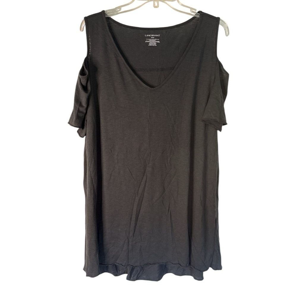 Lane Bryant charcoal cold shoulder t-shirt size 14-16 EUC C-32